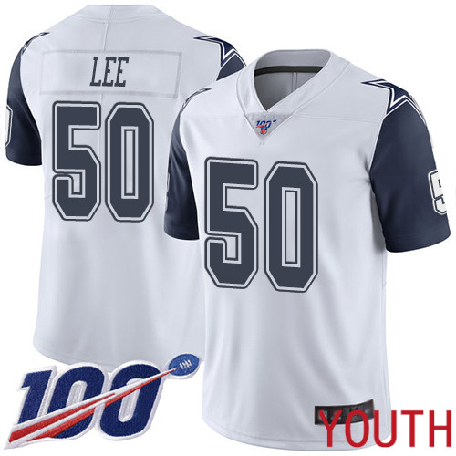 Youth Dallas Cowboys Limited White Sean Lee #50 100th Season Rush Vapor Untouchable NFL Jersey